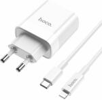 hoco. Incarcator Priza Pentru Mobil și Tablet Hoco C80a Network Charger Pd20w/qc3.0 + Lightning Cable White