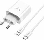 hoco. Incarcator Priza Pentru Mobil și Tablet Hoco C80a Network Charger Pd20w/qc3.0 + Type-c Cable White