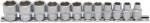 BGS technic Dugókulcs - crowafej készlet 3/8" 6 lapú normál 8-19 mm 12 db-os BGS (9-9104)