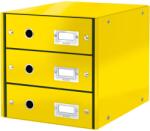 Leitz WOW Click & Store Fiókos irattároló doboz, 3 fiók, laminált karton, részben újrahasznosított, A4, sárga (LZ60480016)
