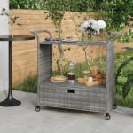 vidaXL Cărucior de bar cu sertar, gri, 100x45x97 cm, poliratan (316664)