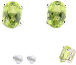  Cercei Olivina naturala cu argint 925 ovala fatetata 925 7x5x16 mm cadou cu semnificatie 1 pereche