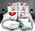Ralex Pachet economic lenjerie pat dublu digital print 3D + 2 perne matlasate 50x70 cm + pilota 200x215 cm primavara toamna (P3D1) Lenjerie de pat