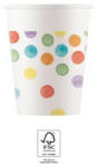 Procos Color Party Dots, Színes papír pohár 8 db-os 200 ml FSC PNN93503
