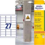 Avery Zweckform 63.5 mm x 29.6 mm Papír Íves etikett címke Avery Zweckform Fehér ( 20 ív/doboz ) (L7874-20)