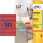 Avery Zweckform 25.4 mm x 10 mm Papír Íves etikett címke Avery Zweckform Piros ( 20 ív/doboz ) (L6036-20)