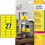 Avery Zweckform 63.5 mm x 29.6 mm Műanyag Íves etikett címke Avery Zweckform Sárga ( 20 ív/doboz ) (L6105-20)