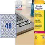 Avery Zweckform 30 mm x 30 mm Műanyag Íves etikett címke Avery Zweckform Ezüst ( 20 ív/doboz ) (L6129-20)