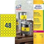 Avery Zweckform 30 mm x 30 mm Műanyag Íves etikett címke Avery Zweckform Sárga ( 20 ív/doboz ) (L6128-20)