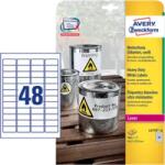 Avery Zweckform 45.7 mm x 21.2 mm Műanyag Íves etikett címke Avery Zweckform Fehér ( 20 ív/doboz ) (L4778-20)