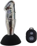 STD Dop Anal cu Ventuza, Remote Control, 10 Moduri Vibratii, Metal, USB, Argintiu, 13 cm