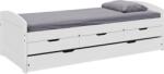 TEMPO KONDELA Pat cu pat suplimentar extensibil, alb, lemn masiv, 90x200, MARINELLA NEW