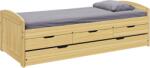 TEMPO KONDELA Pat cu pat extensibil, natural, lemn masiv, 90x200, MARINELLA NEW