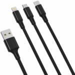 XO 3in1 kábel USB-C / Lightning / Micro 2.4A, 1, 2m (fekete) (NB173) - smartgo