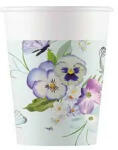 Procos Turquoise Butterfly, Pillangó papír pohár 8 db-os 200 ml (PNN95006)