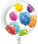  Sparkling Balloons, Lufis papírtányér 8 db-os 23 cm FSC (PNN93427)