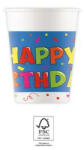  Kokliko Happy Birthday papír pohár 8 db-os 200 ml FSC (PNN93513)