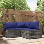 vidaXL Set mobilier de grădină cu perne, 3 piese, gri, poliratan (319844)