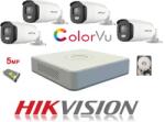 Hikvision Kit 4 camere de supraveghere ColorVU Hikvision 5MP IR 40m, DVR 4 CANALE Hikvision 5MP, HDD 1TB WD si accesorii complete (kit4camcolorvu5mpir40hik)