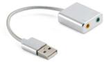 Well Cablu adaptor USB 2.0 - placa de sunet audio 7.1 virtual 10cm aluminiu WELL (ADAPT-USB-ST7.1/AL1/0.1-WL) - habo