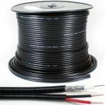 Well Cablu coaxial RG59 cu alimentare pentru camere de supraveghere 75R 1x0.81mm cupru +128x0.12mm CCA 6mm PVC negru Well (RG59/2C-CU/CCA-305-WL) - habo