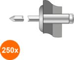 Bralo Set 250 x Pop-Nituri Cap Lat Aluminiu Otel-4.8 x 16 BR. 1030004816S (COR-250xBR.1030004816S)