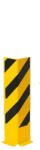  Ütközésvédő sarokelem, 160x160x800 mm, lv. 6 mm műanyaggal bevont, sárga fekete csíkokkal (35_180222W)