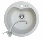 Pyramis Set chiuveta soft compozit Pyramis Round DUROTHEK ALB + baterie OSSIA (29097012O)
