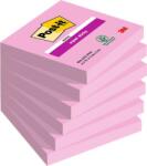 3M Öntapadó jegyzettömb, 76x76 mm, 6x90 lap, 3M POSTIT Super Sticky , pink (LP6546SSPNK6) - papirdepo