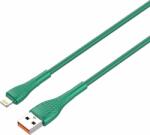 LDNIO LS672 USB-A apa - Lightning apa 2.0 Adat és töltő kábel - Zöld (2m) (LS672 LIGHTNING)