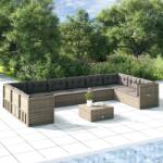 vidaXL Set mobilier de grădină cu perne, 10 piese, gri, poliratan (3187252)