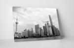 4 Decor Tablou canvas : Pudong skyline alb-negru - beestick-deco - 104,00 RON