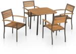 vidaXL Set mobilier de exterior, 5 piese, lemn masiv acacia și oțel 44230