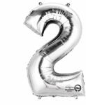 Grabo Balon folie cifra 2 argintiu 100 cm