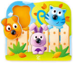 Hape Puzzle, hape, cu 4 piese din lemn, animale cu nas mare, pentru dezvoltarea dexteritatii si a coordonarii mana ochi, pentru copiii peste un an (6943478018778)