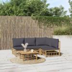 vidaXL Set mobilier de grădină cu perne gri închis, 5 piese, bambus (3155234) - vidaxl