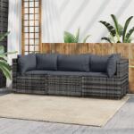vidaXL Set mobilier de grădină cu perne, 3 piese, gri, poliratan (319766)