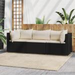 vidaXL Set mobilier de grădină cu perne, 3 piese, negru, poliratan (319734)
