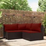 vidaXL Set mobilier de grădină cu perne, 3 piese, maro, poliratan (319812)