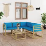 vidaXL Set mobilier de grădină cu perne albastru deschis, 6 piese (3065066)