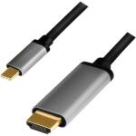 LogiLink USB 3.2 Gen 1 Type-C cable, C/M to HDMI/M, 4K, alu, black/grey, 1.8 m (CUA0101)
