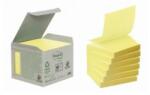 Post-it Blocnotes autoadeziv, "Z", 76x76 mm, 6x100 coli, ecologic, 3M POSTIT, galben, 600 coli