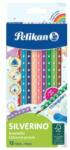 Pelikan Creioane colorate triunghiulare subțiri Pelikan Silverino, set de 12 buc