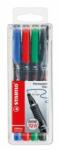 STABILO Marker permanent, set, 0, 7 mm, STABILO "OHPen F", 4 culori diferite, 4 buc