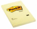 Post-it Blocnotes autoadeziv, 102x152 mm, 100 coli, pătrat, 3M POSTIT, galben, 100 coli