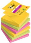 Post-it Notițe autoadezive Post-it Super Sticky CARNIVAL, dimensiune 76x76 mm, 6 bilețele a câte 90 de bilețele