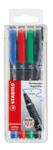 STABILO Marker permanent, 0, 4 mm, STABILO OHPen S universal, 4 culori diferite