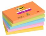 Post-it Bloc de notițe autoadeziv, 76x127 mm, 5x90 coli, 3M POSTIT "Super Sticky Boots", mix de culori, 450 coli