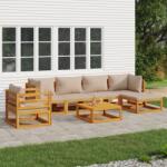 vidaXL Set mobilier de grădină cu perne gri taupe, 7 piese, lemn masiv (3155251)