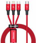Baseus Rapid 3in1 USB Cable - универсален USB-C кабел с Lightning, microUSB и USB-C конектори (150 см) (CAMLT-SC09)